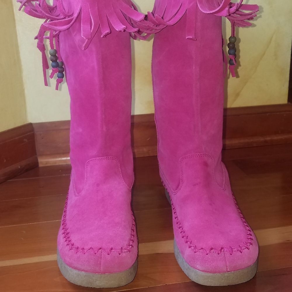 PINK SUEDE BOOTS Ladies 9M